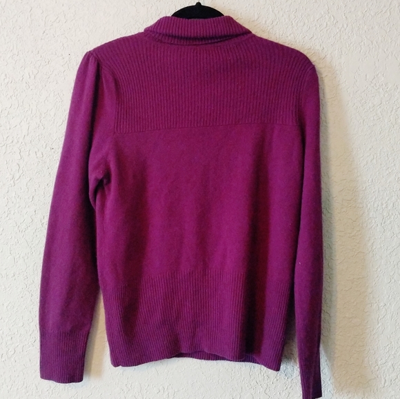100% cashmere purple turtleneck sweater sz XL - Picture 2 of 5